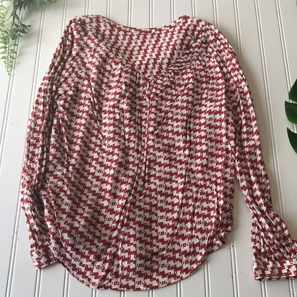 Anthropologie top red white button up printed Maeve - Picture 6 of 8